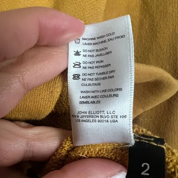 John Elliott Hooded Villain Pullover Sweatshirt Hoodie Size M 2‎ Mustard
